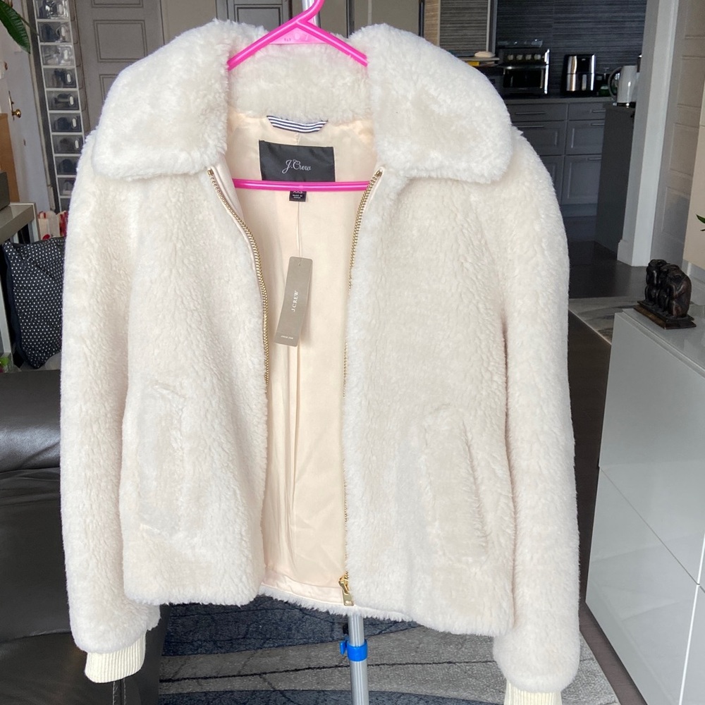 J. Crew Women's Soft Cream Teddy Jacket
